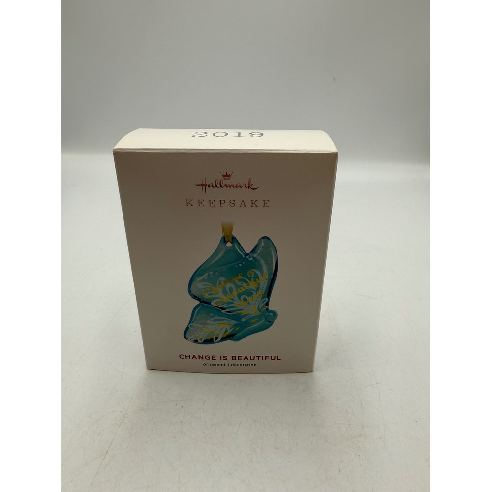Hallmark Keepsake 2019 Change is Beautiful Butterfly Glass Ornament Blue Teal